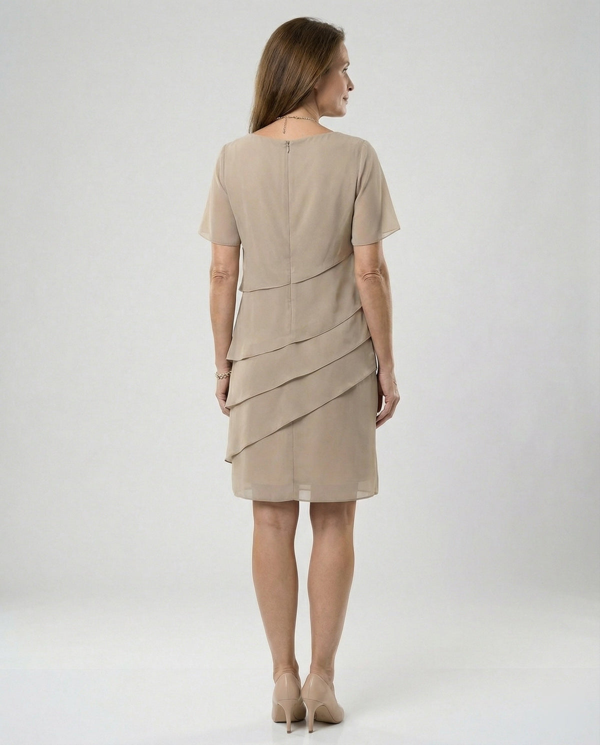 Women's Dress | Chiffon Tiered Short-Sleeve Dress