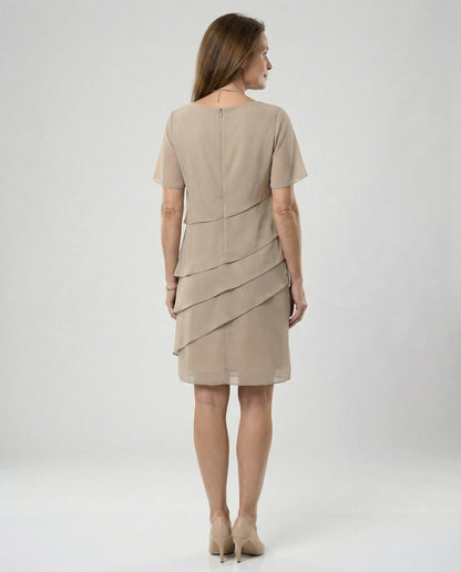 Women's Dress | Chiffon Tiered Short-Sleeve Dress