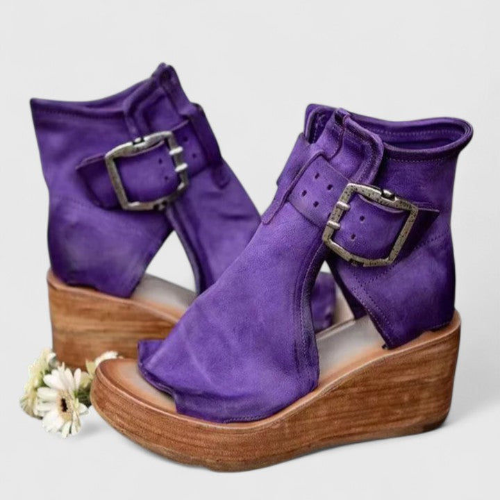 Women's orthopedic arch-support wedge sandals in purple