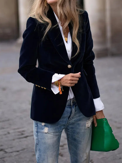 Women's notched lapel single-button blazer