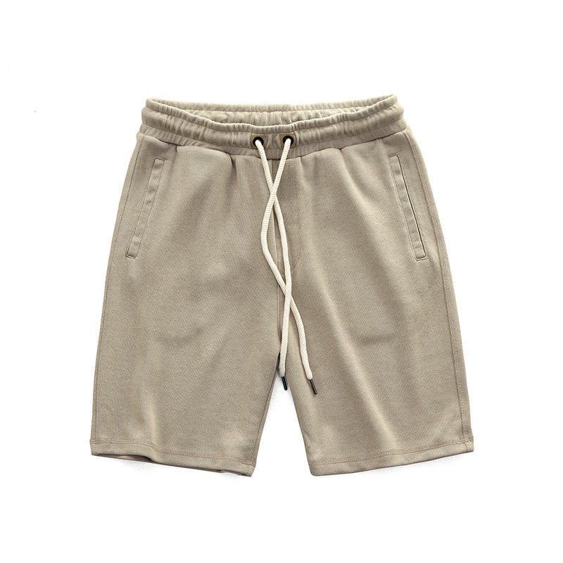 Men's knit drawstring shorts in beige