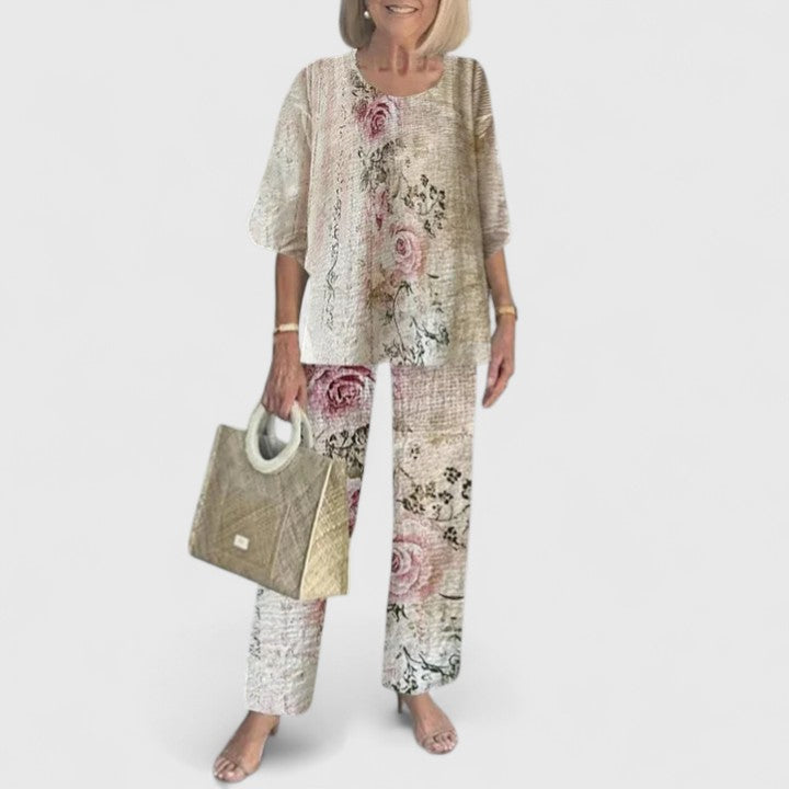 Two-Piece Set | Sophisticated Linen Top & Trousers