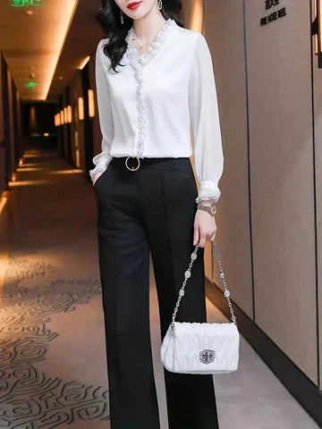 Women's Blouse | Tailored Stretch Long-Sleeve Blouse
