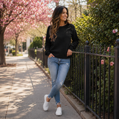 Crew Neck Sweatshirt | Relaxed Fit Cotton Pullover
