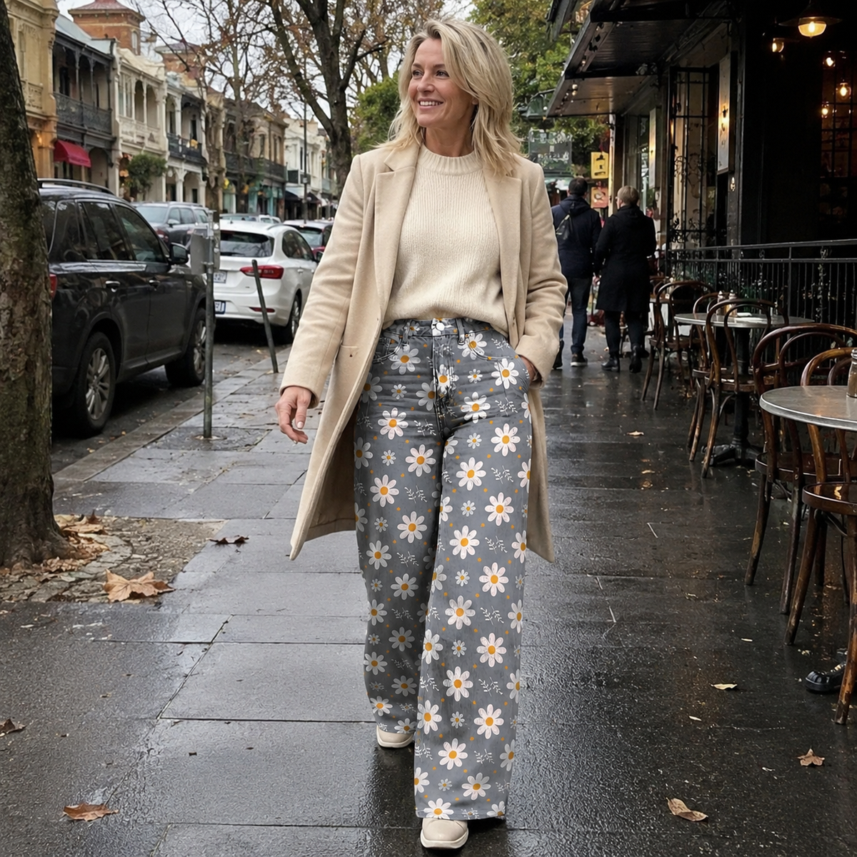 High Waist Wide Leg Jeans | Bold Floral Denim