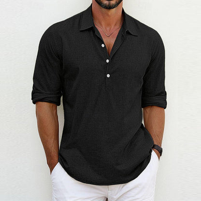 Men's Shirt | Long-Sleeve Polo-Collar Shirt
