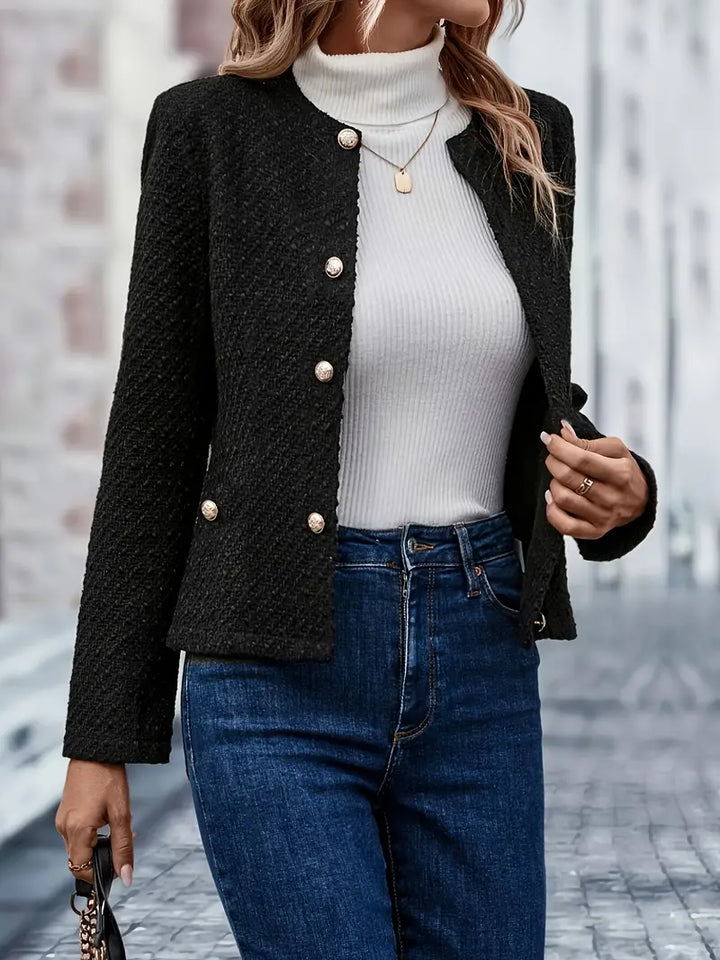 Women's slim single-breasted linen blazer