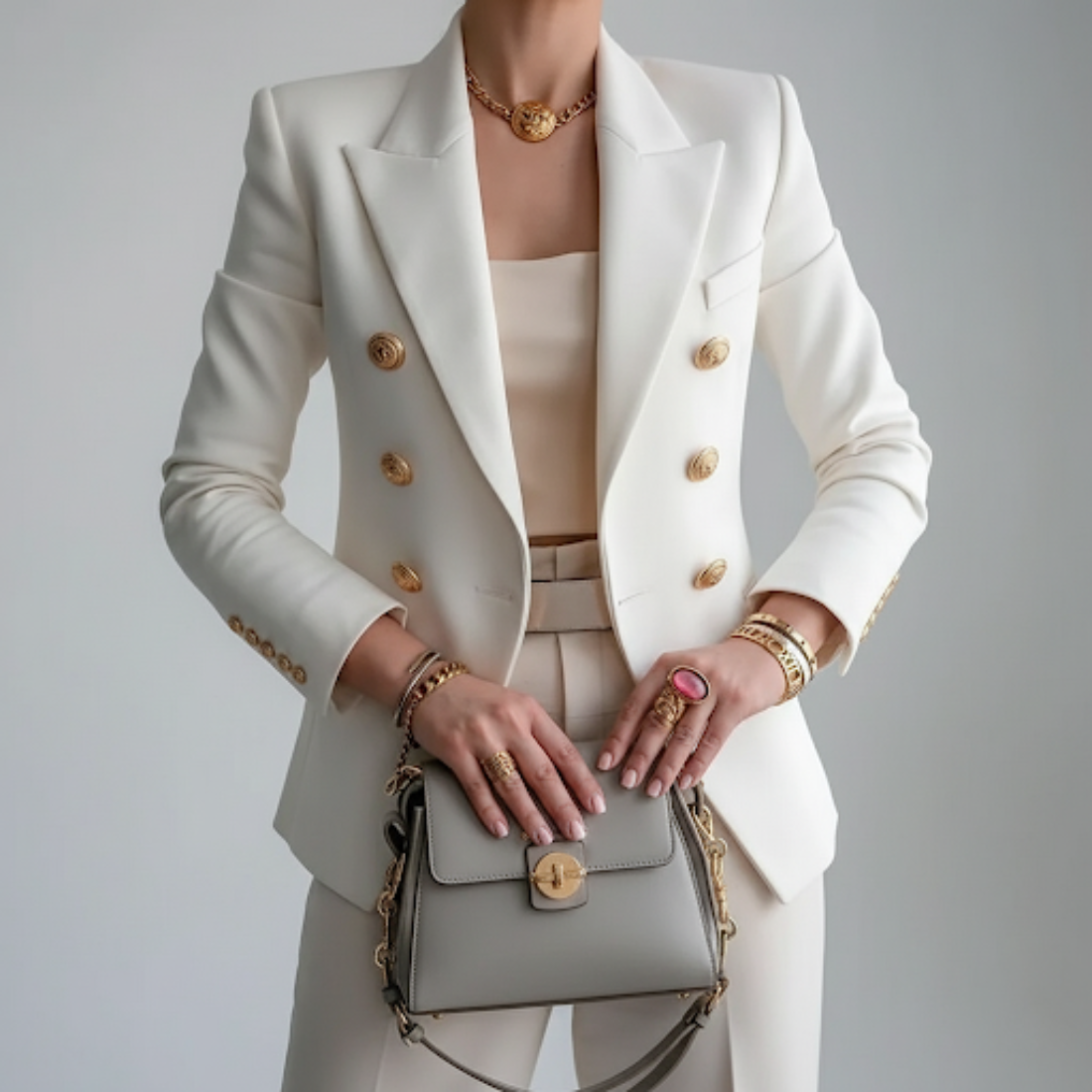 Women's linen double-breasted blazer