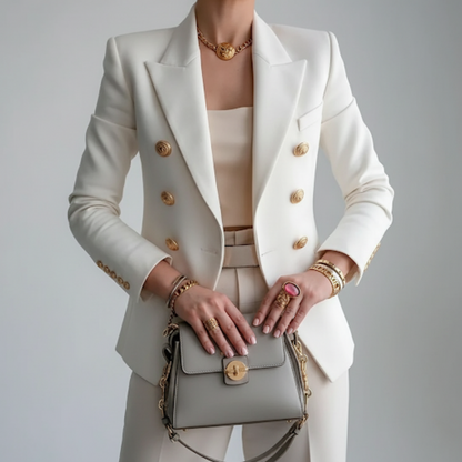 Women's linen double-breasted blazer