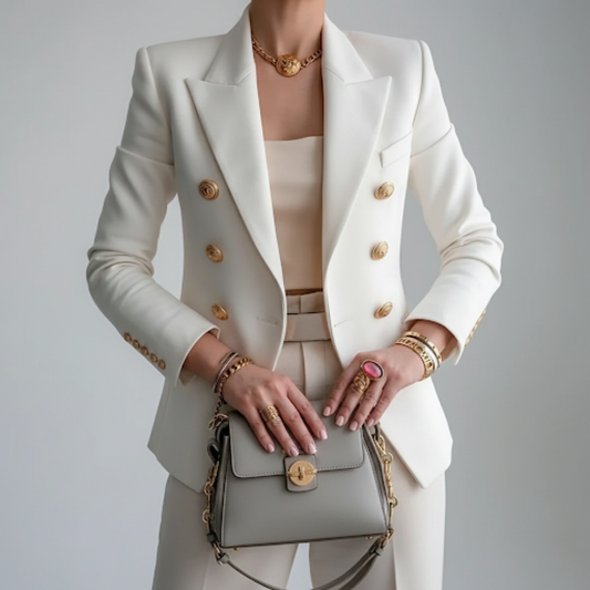 Women's linen double-breasted blazer