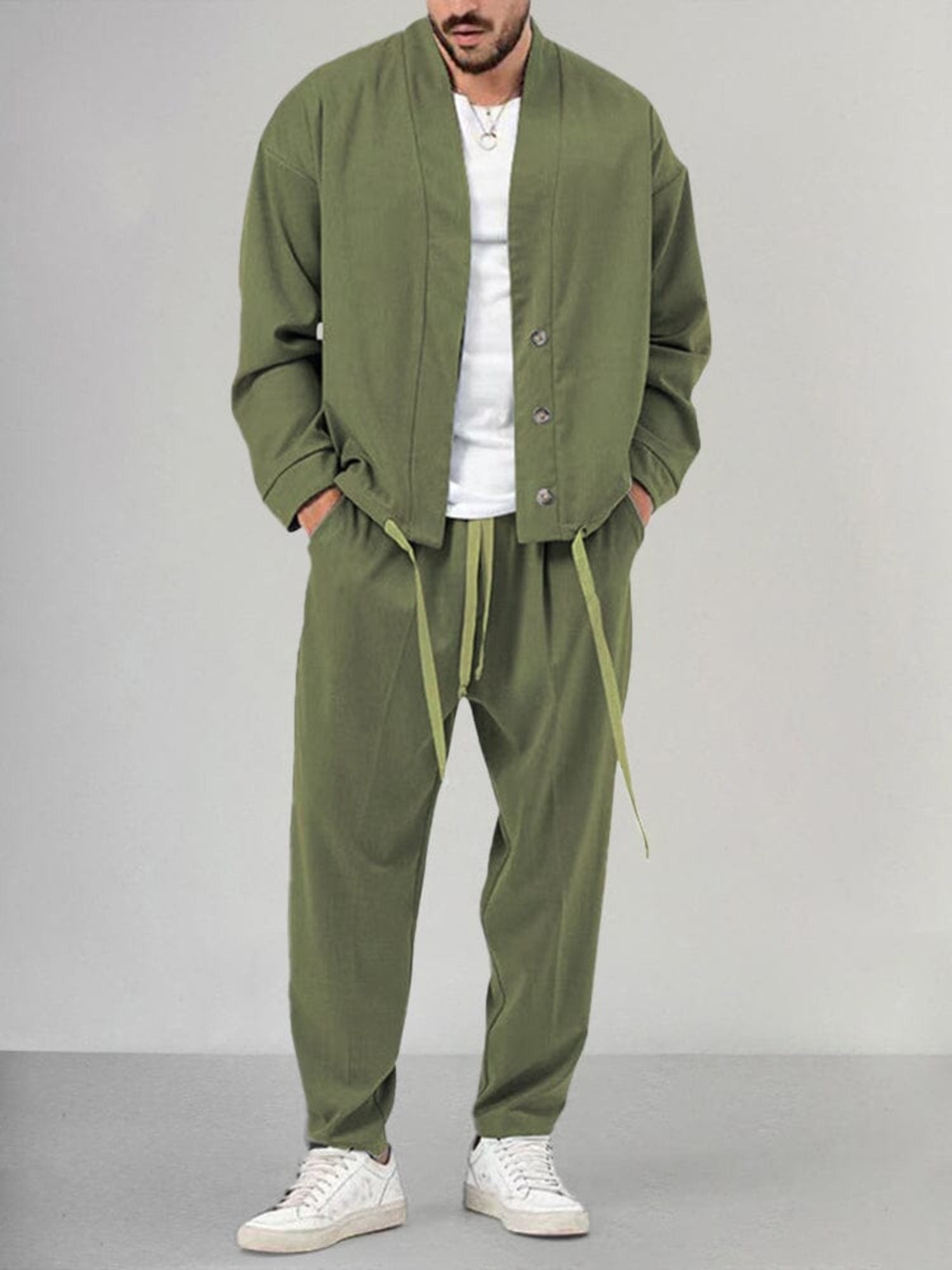 Men's casual two-piece blazer and trousers suit set