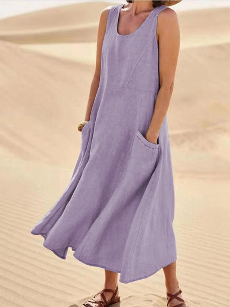 Women's Dress | Airy Relaxed Summer Dress with Pockets