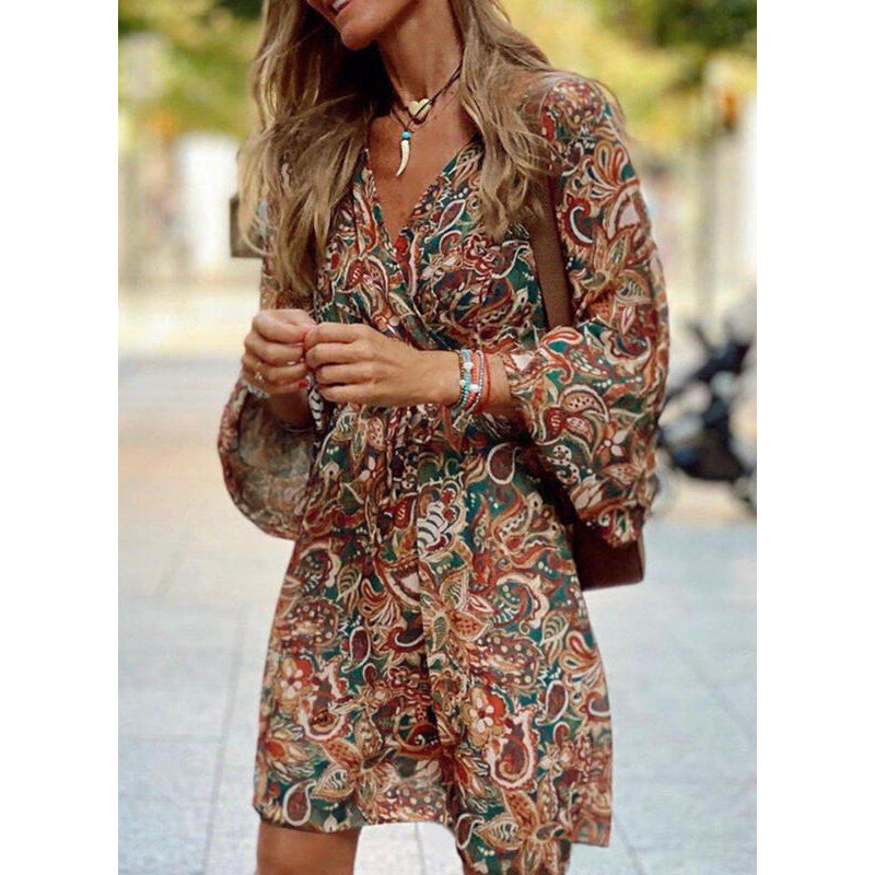 Women's relaxed boho maxi dress in brown
