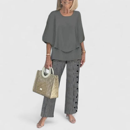 Two-Piece Set | Sophisticated Linen Top & Trousers