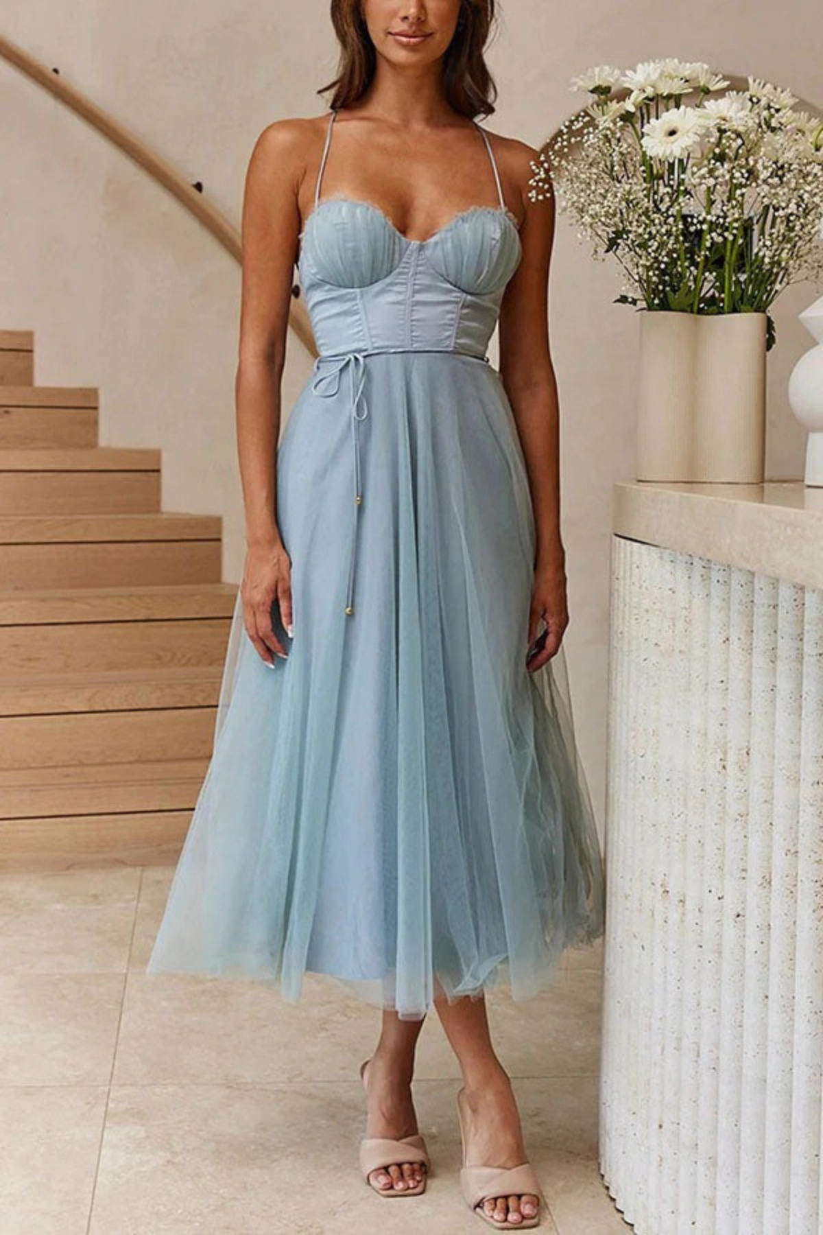 Women's Dress | Flowing Midi Wedding-Guest Dress