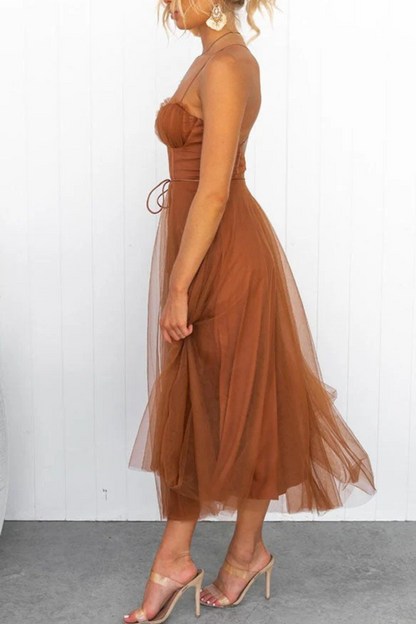 Women's Dress | Flowing Midi Wedding-Guest Dress