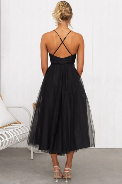 Women's Dress | Flowing Midi Wedding-Guest Dress