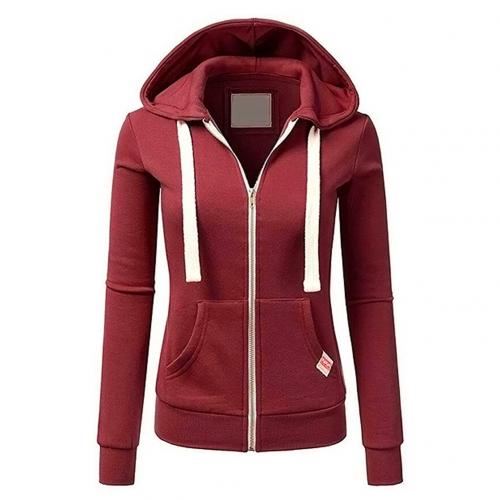 Women's slim-fit zip-up hoodie with drawstring hood
