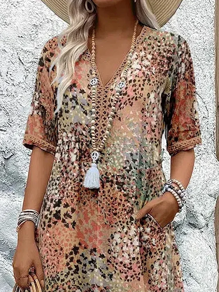 Midi Dress | Vibrant Print Flowing Midi Dress