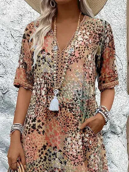 Midi Dress | Vibrant Print Flowing Midi Dress