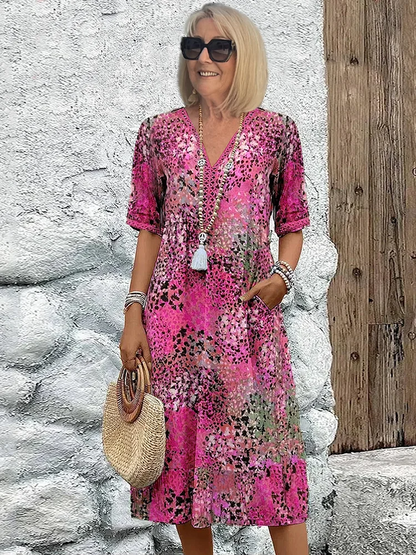 Midi Dress | Vibrant Print Flowing Midi Dress