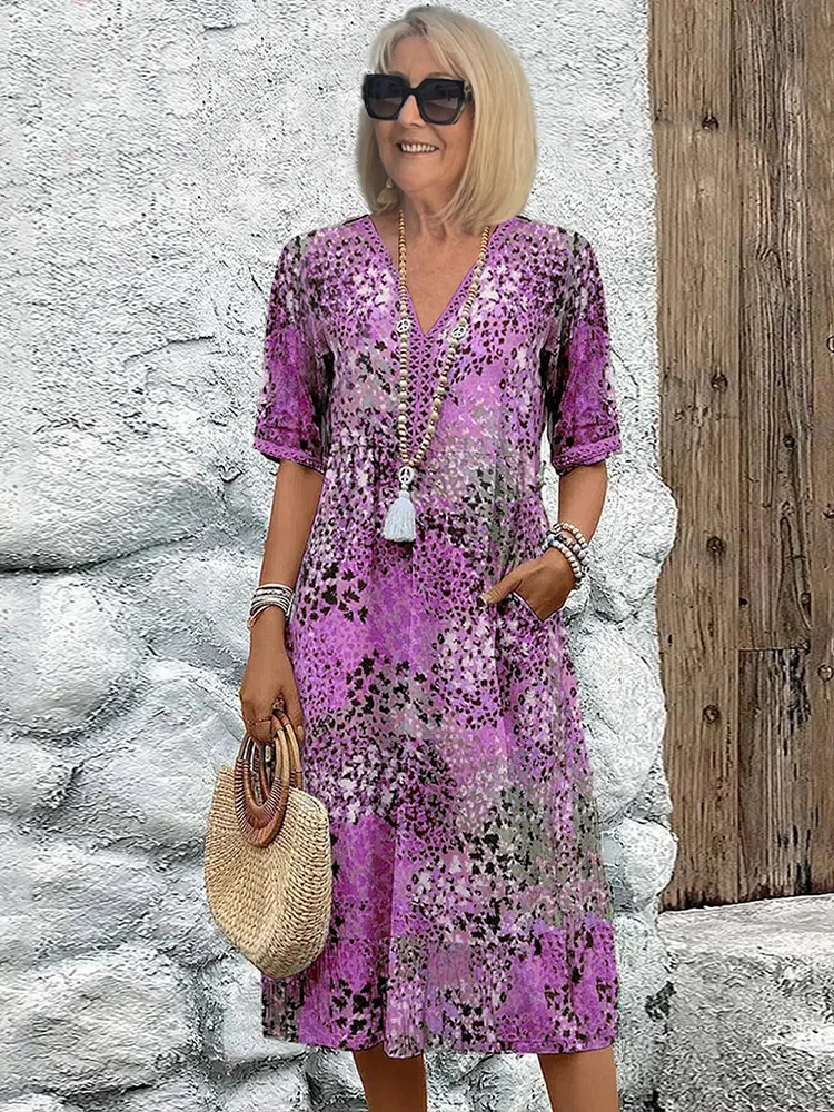 Midi Dress | Vibrant Print Flowing Midi Dress