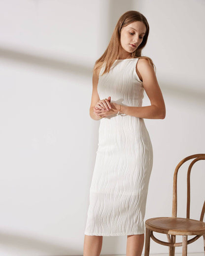 Women's Dress | Textured Pearl-Strap Cami Midi Dress