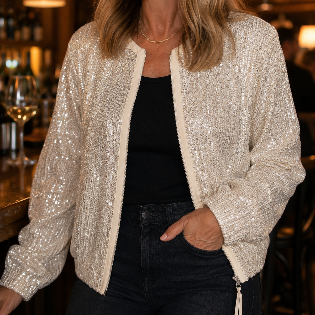 Sequin Zip Jacket | Sparkly Loungewear Jacket