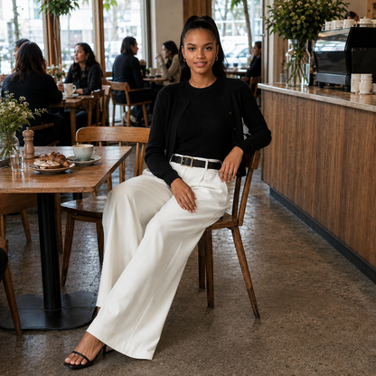 Linen Wide Leg Trousers | High Waist Tailored Pants