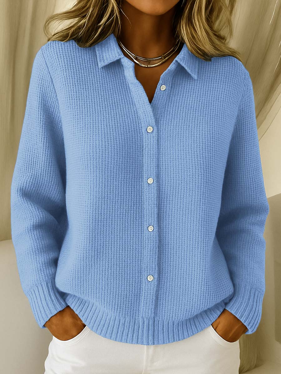 Women's collared button-front knit jumper