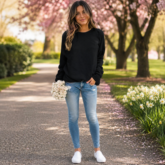 Crew Neck Sweatshirt | Relaxed Fit Cotton Pullover