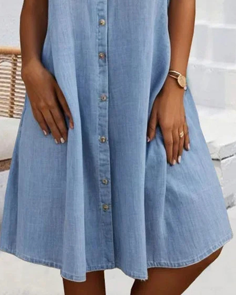Denim-Look Dress | Lightweight Casual Shirt Dress
