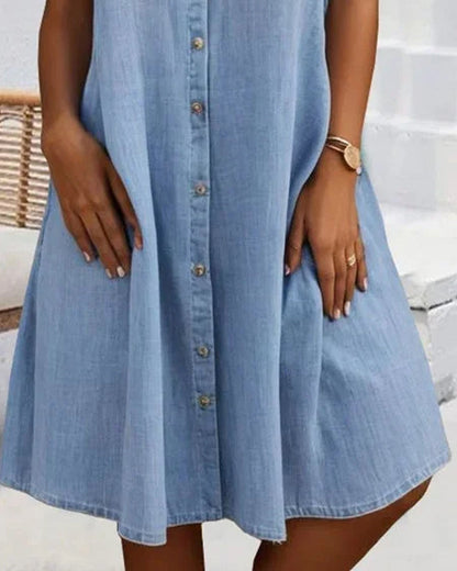 Denim-Look Dress | Lightweight Casual Shirt Dress
