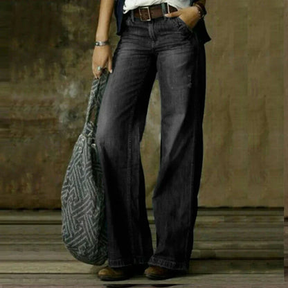 Trousers | Denim-Look Straight-Leg Pants