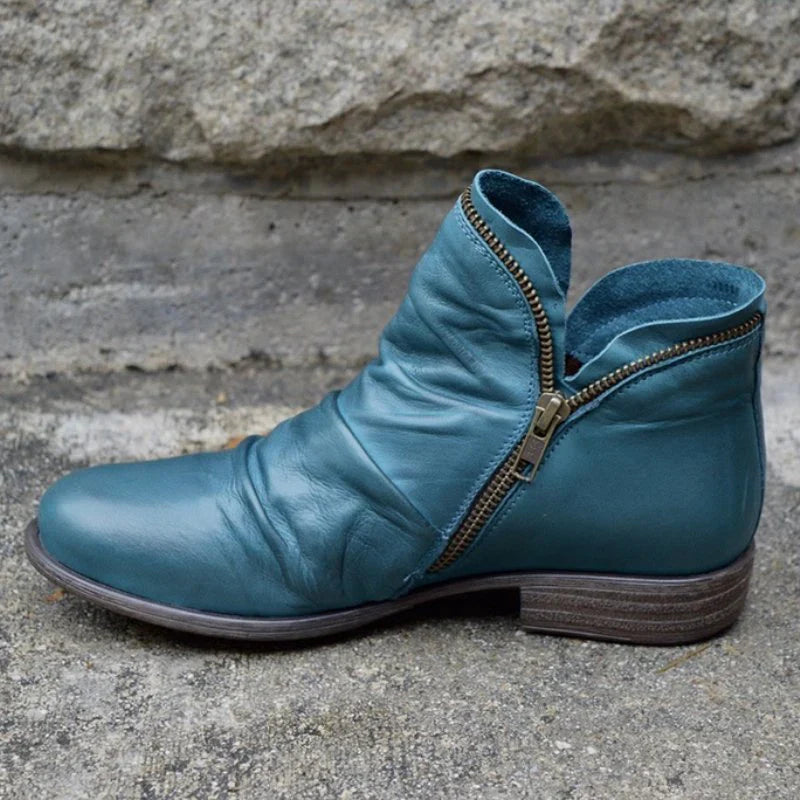 Ankle Boots | Orthopedic Ruffle Side-Zip Boots