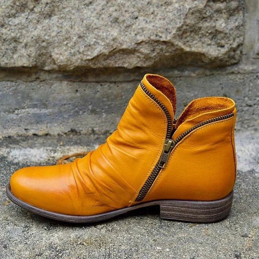 Ankle Boots | Orthopedic Ruffle Side-Zip Boots