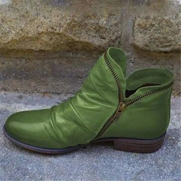 Ankle Boots | Orthopedic Ruffle Side-Zip Boots
