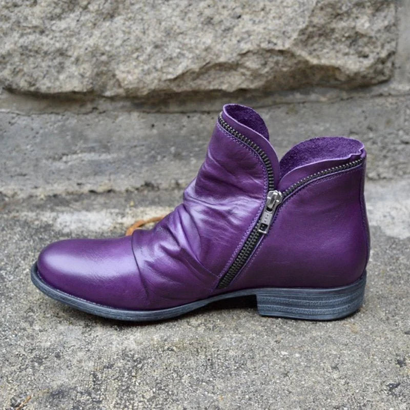 Ankle Boots | Orthopedic Ruffle Side-Zip Boots