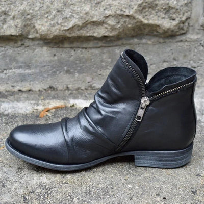 Ankle Boots | Orthopedic Ruffle Side-Zip Boots