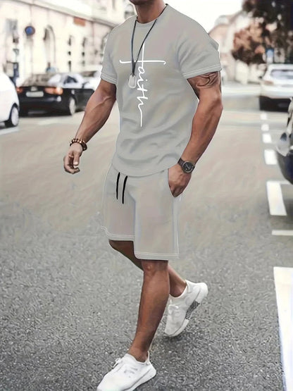 Men's Set | Cotton T-Shirt & Shorts Two-Piece Summer Set