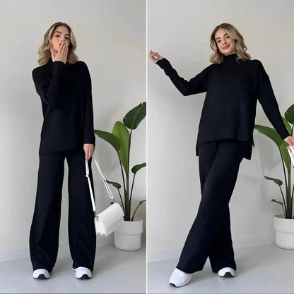 Women's turtleneck top and trousers two-piece set