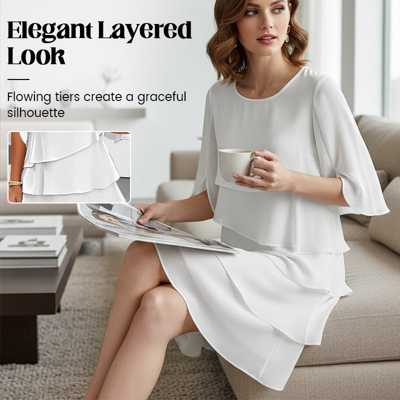 Women's Dress | Layered Puff-Sleeve Dress