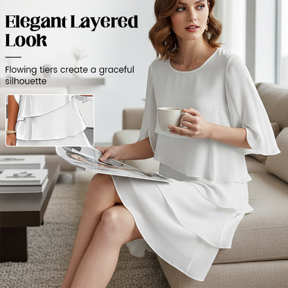 Women's Dress | Layered Puff-Sleeve Dress