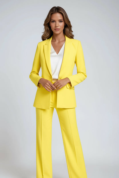 Linen Blazer & Wide Leg Trousers Set | Two-Piece Suit