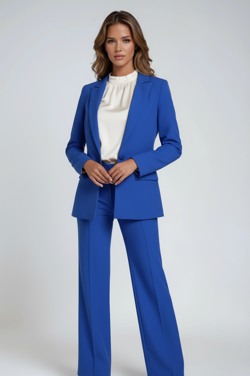 Linen Blazer & Wide Leg Trousers Set | Two-Piece Suit