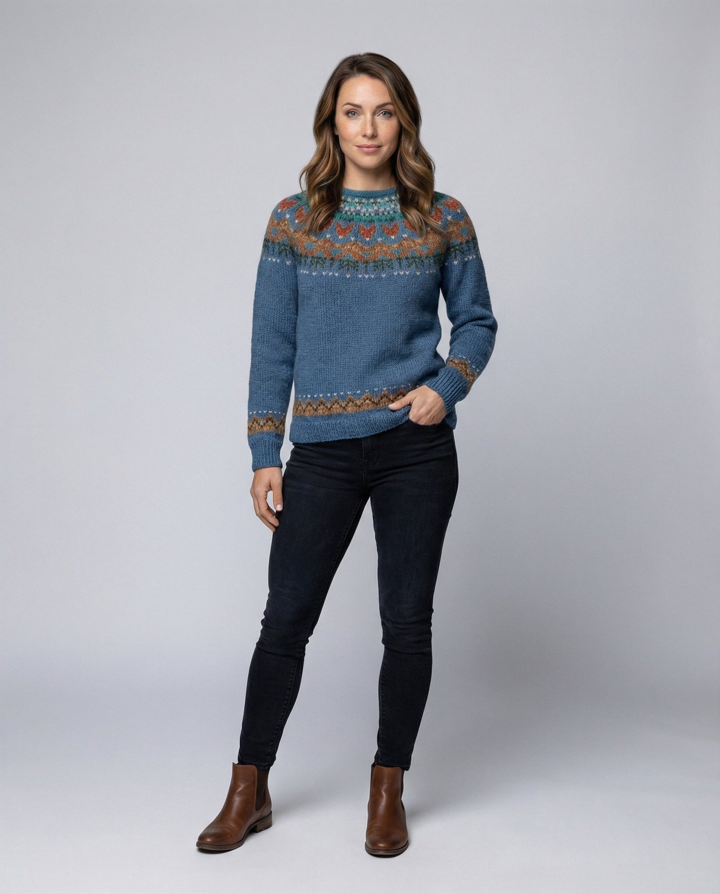 Knit Jumper | Vintage Pattern Relaxed Sweater