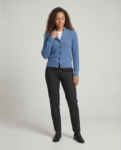 Knit Cardigan | Lapel Collar Button-Front Cardigan