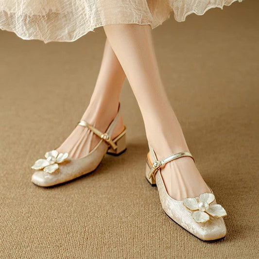 Women's Heels | Floral Jacquard Block-Heel Pumps