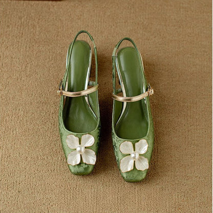 Women's Heels | Floral Jacquard Block-Heel Pumps