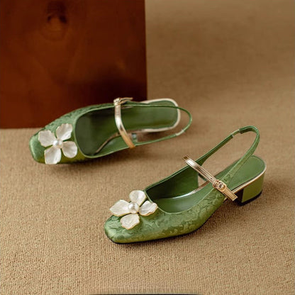 Women's Heels | Floral Jacquard Block-Heel Pumps